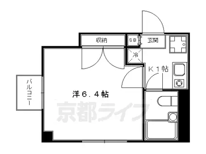 京阪電気鉄道京阪線 七条駅 徒歩5分 3階建 築31年(1K/3階)の間取り写真