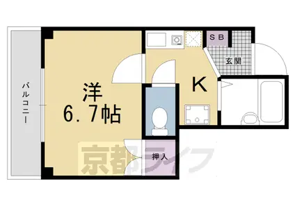 京阪電気鉄道京阪線 七条駅 徒歩5分 3階建 築31年(1K/3階)の間取り写真