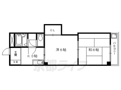 京阪電気鉄道京阪線 七条駅 徒歩3分 3階建 築36年(2K/2階)の間取り写真