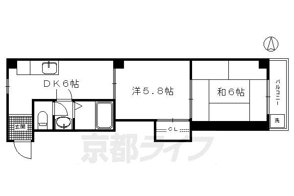 京阪電気鉄道京阪線 七条駅 徒歩3分 3階建 築37年(2DK/3階)の間取り写真