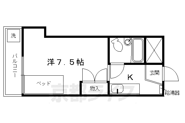 京阪電気鉄道京阪線 七条駅 徒歩5分 4階建 築46年(1K/2階)の間取り写真