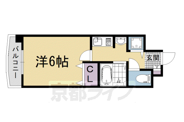 京都市烏丸線 五条駅(京都市営) 徒歩3分 10階建 築23年(1K/4階)の間取り写真