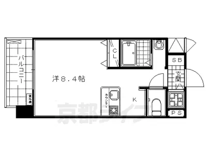 京都市烏丸線 五条駅(京都市営) 徒歩3分 10階建 築23年(1K/7階)の間取り写真