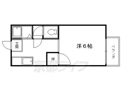 東海道本線 京都駅 徒歩8分 2階建 築35年(1K/1階)の間取り写真