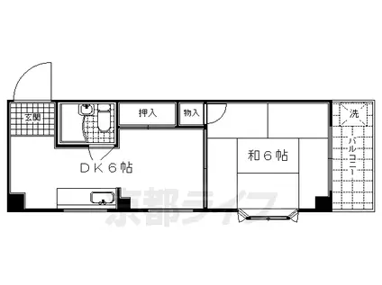 京都市烏丸線 五条駅(京都市営) 徒歩7分 5階建 築38年(1DK/2階)の間取り写真