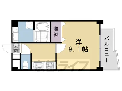 京都市東西線 蹴上駅 徒歩5分 5階建 築22年(1K/1階)の間取り写真