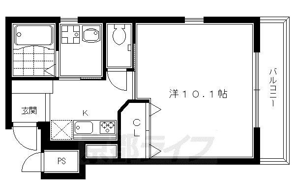 京阪電気鉄道京阪線 清水五条駅 徒歩5分 5階建 築22年(1K/2階)の間取り写真