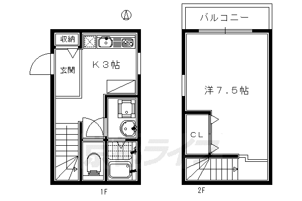 ユリマージュ(1K/1階)の間取り写真