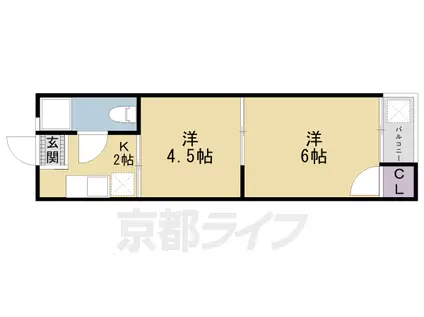 コーポ西茶屋(2K/2階)の間取り写真