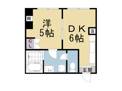 近鉄京都線 十条駅(近鉄) 徒歩7分 5階建 築42年(1DK/2階)の間取り写真
