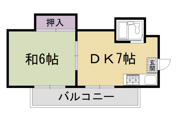 阪急電鉄京都線 大宮駅(京都) 徒歩11分 2階建 築31年(1DK/2階)の間取り写真
