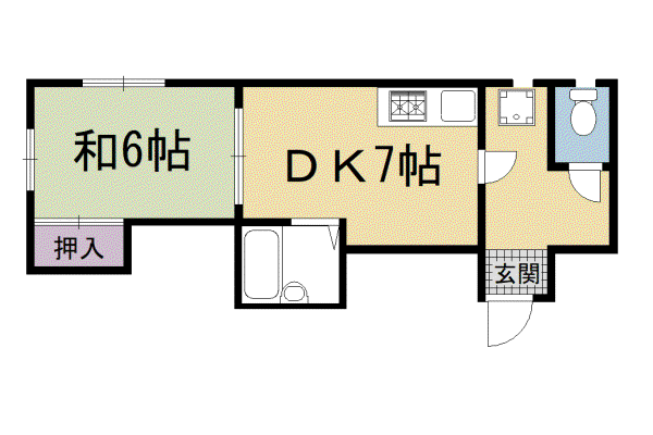 阪急電鉄京都線 大宮駅(京都) 徒歩11分 2階建 築31年(1DK/2階)の間取り写真