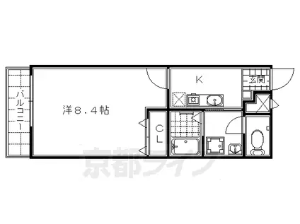 京都市烏丸線 九条駅(京都) 徒歩10分 2階建 築21年(1K/2階)の間取り写真