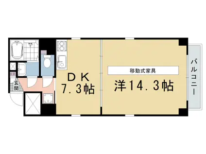 ジュネス木駒(1DK/4階)の間取り写真