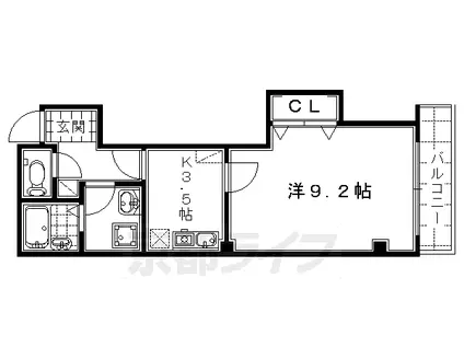 京都市烏丸線 九条駅(京都) 徒歩2分 5階建 築28年(1K/4階)の間取り写真