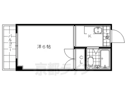 東海道本線 京都駅 徒歩5分 7階建 築40年(1K/6階)の間取り写真
