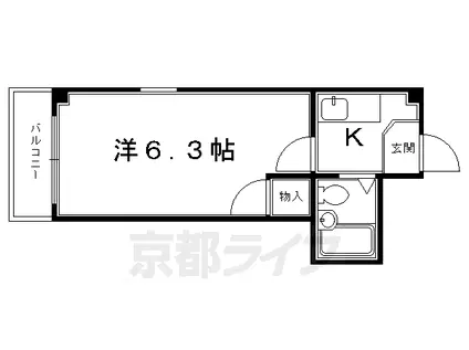京阪電気鉄道京阪線 七条駅 徒歩3分 4階建 築39年(1K/4階)の間取り写真