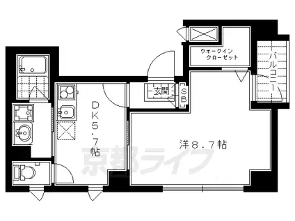 東海道本線 京都駅 徒歩7分 5階建 築21年(1DK/3階)の間取り写真