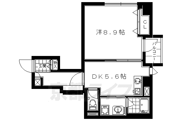 東海道本線 京都駅 徒歩7分 5階建 築22年(1DK/3階)の間取り写真