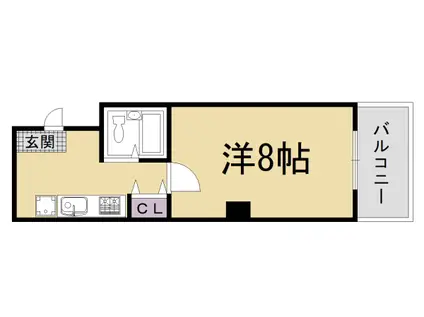 京都市烏丸線 五条駅(京都市営) 徒歩4分 5階建 築38年(1K/5階)の間取り写真