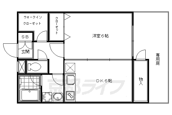 京都市烏丸線 五条駅(京都市営) 徒歩3分 7階建 築22年(1DK/1階)の間取り写真