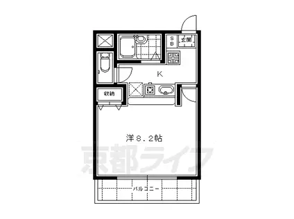 京都市烏丸線 九条駅(京都) 徒歩4分 3階建 築22年(1K/1階)の間取り写真