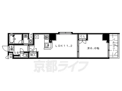 ベラジオ四条烏丸3(1LDK/10階)の間取り写真