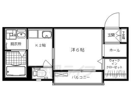 東海道本線 京都駅 徒歩10分 2階建 築21年(1K/2階)の間取り写真