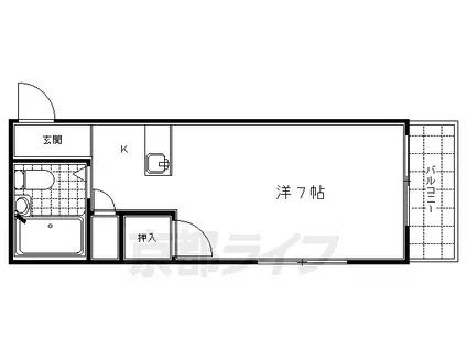 近鉄京都線 十条駅(近鉄) 徒歩3分 4階建 築38年(1K/2階)の間取り写真