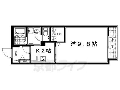 阪急電鉄京都線 大宮駅(京都) 徒歩4分 2階建 築21年(1K/2階)の間取り写真