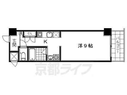 東海道本線 京都駅 徒歩1分 7階建 築20年(1K/6階)の間取り写真