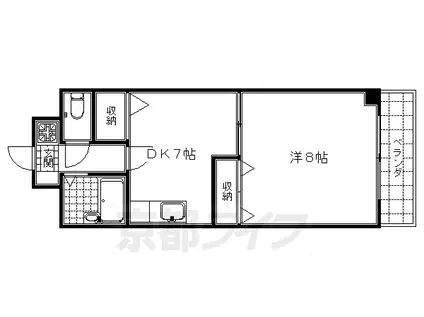 東海道本線 京都駅 徒歩9分 6階建 築30年(1DK/1階)の間取り写真