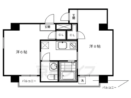 阪急電鉄京都線 大宮駅(京都) 徒歩10分 4階建 築34年(2K/3階)の間取り写真