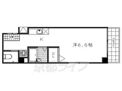 東海道本線 京都駅 徒歩7分 6階建 築31年(1K/4階)の間取り写真