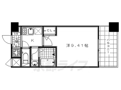 レジディア京都駅前(1K/2階)の間取り写真