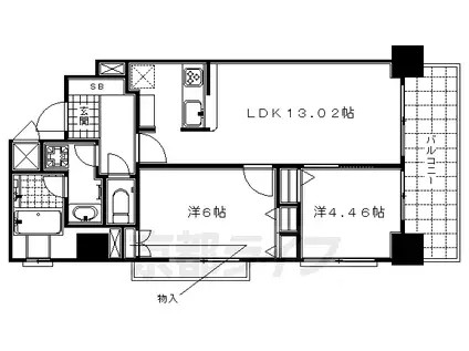 東海道本線 京都駅 徒歩2分 10階建 築21年(2LDK/6階)の間取り写真