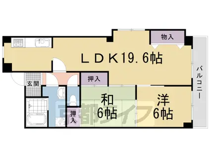 東海道本線 西大路駅 徒歩9分 10階建 築25年(2LDK/8階)の間取り写真
