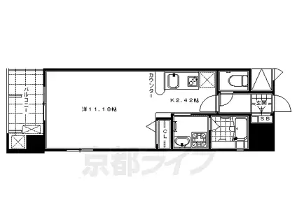 ベラジオ京都神泉苑(1K/5階)の間取り写真