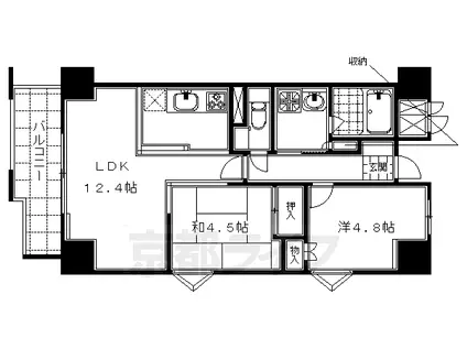 東海道本線 西大路駅 徒歩13分 10階建 築20年(2LDK/4階)の間取り写真