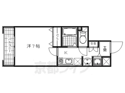 京都市烏丸線 京都駅 徒歩10分 5階建 築21年(1K/2階)の間取り写真