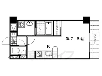 京阪電気鉄道京阪線 清水五条駅 徒歩10分 7階建 築20年(1K/3階)の間取り写真