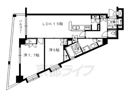 京阪電気鉄道京阪線 清水五条駅 徒歩10分 7階建 築20年(2LDK/6階)の間取り写真