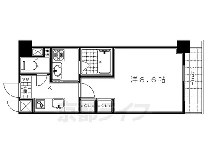 京阪電気鉄道京阪線 清水五条駅 徒歩10分 7階建 築20年(1K/2階)の間取り写真