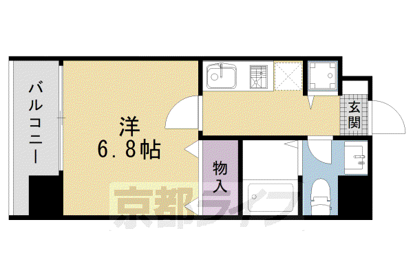 東海道本線 西大路駅 徒歩1分 10階建 築21年(1K/8階)の間取り写真
