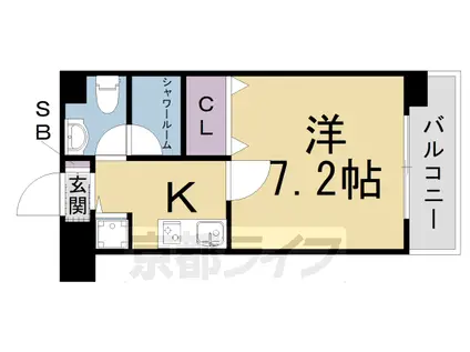 グランドパレス西大路(1K/2階)の間取り写真