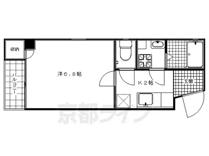 アルカス七条大宮(1K/3階)の間取り写真