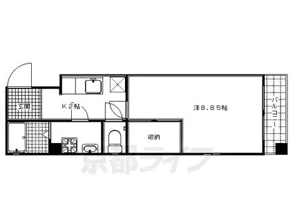 東海道本線 京都駅 徒歩10分 5階建 築22年(1K/3階)の間取り写真
