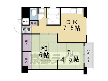 東寺ハイム(2DK/7階)の間取り写真