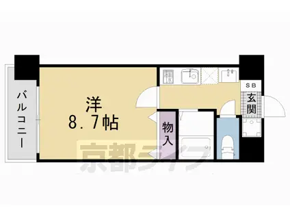 東海道本線 西大路駅 徒歩13分 8階建 築20年(1K/2階)の間取り写真