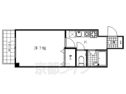 京都市烏丸線 五条駅(京都市営) 徒歩4分 3階建 築28年(1K/2階)の間取り写真